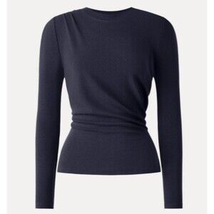 OGL EcoMousse LiteWarm Long Sleeve Crew Neck Tuck Detail Top Navy Size XL